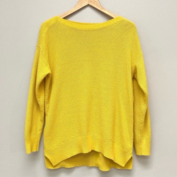 LOFT Bright Yellow Knit Boatneck Sweater Medium - Picture 1 of 6